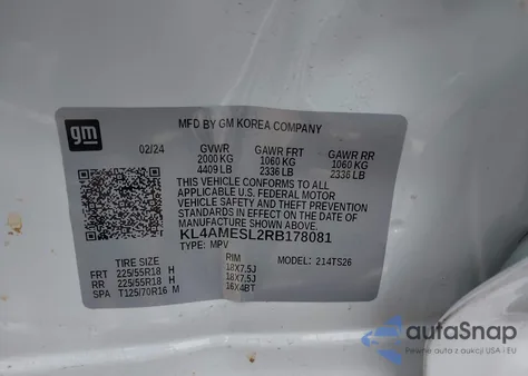 2024 Buick Encore Gx Sport Touring Awd from USA, damaged, VIN KL4AMESL2RB178081